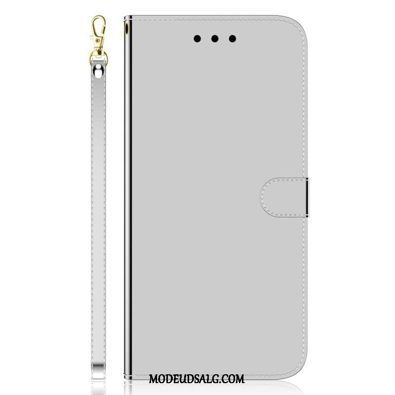 Læder Cover Samsung Galaxy A14 / A14 5G Spejl Og Snor