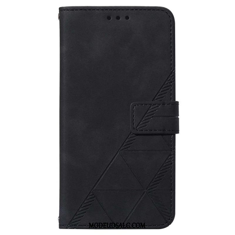 Læder Cover Samsung Galaxy A14 / A14 5G Trekanter Med Snor