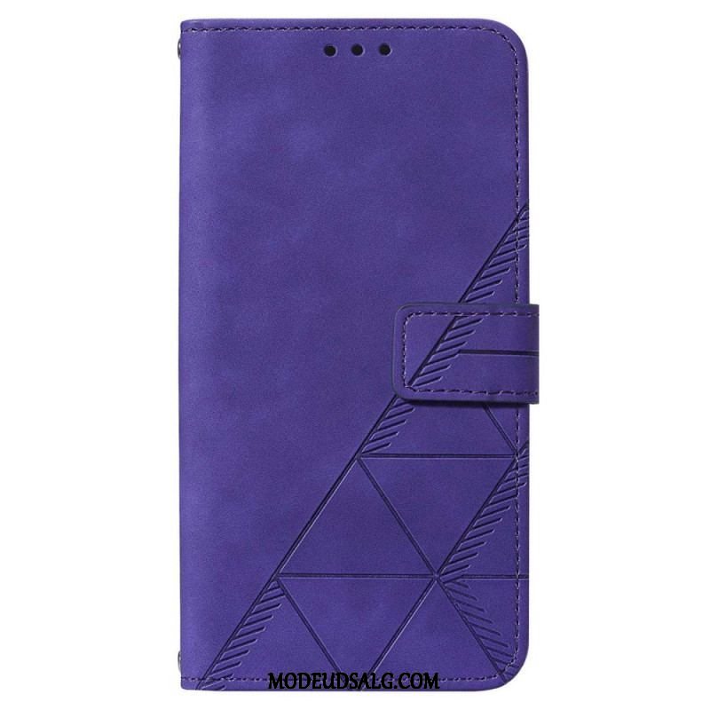 Læder Cover Samsung Galaxy A14 / A14 5G Trekanter Med Snor