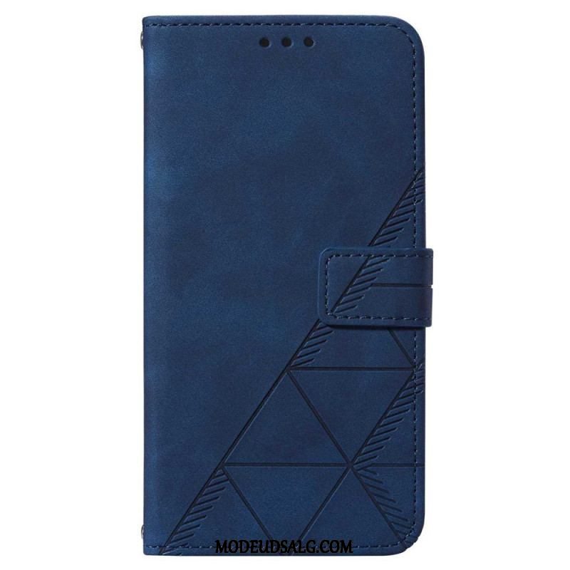 Læder Cover Samsung Galaxy A14 / A14 5G Trekanter Med Snor