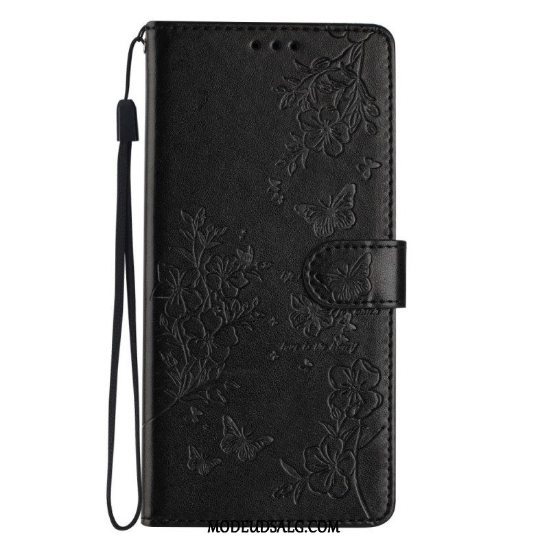 Læder Cover Samsung Galaxy A16 5g Telefon Etui Blomstertryk