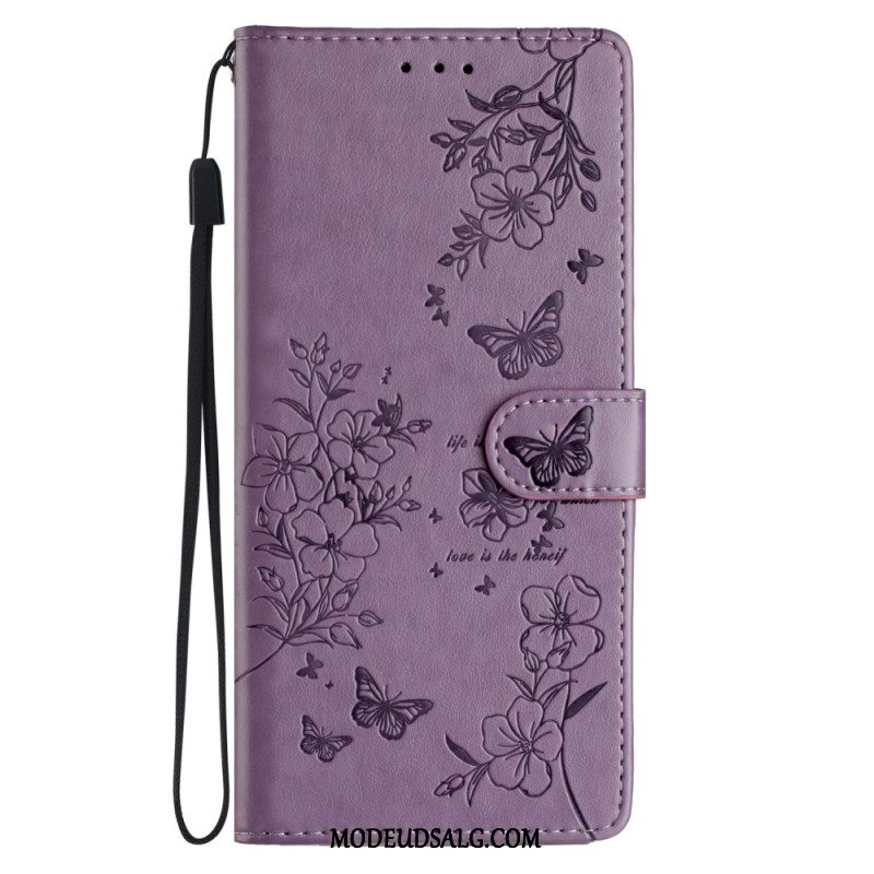 Læder Cover Samsung Galaxy A16 5g Telefon Etui Blomstertryk