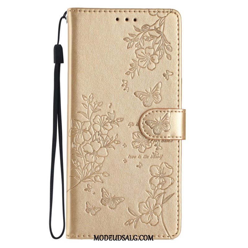 Læder Cover Samsung Galaxy A16 5g Telefon Etui Blomstertryk