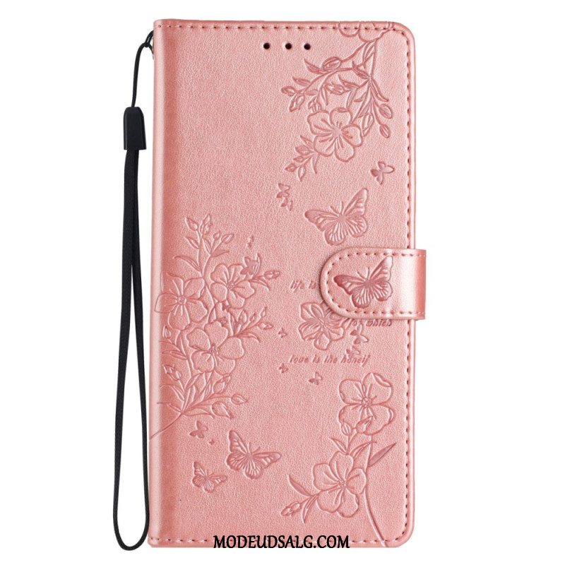 Læder Cover Samsung Galaxy A16 5g Telefon Etui Blomstertryk