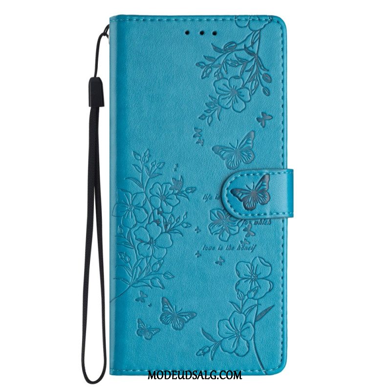 Læder Cover Samsung Galaxy A16 5g Telefon Etui Blomstertryk