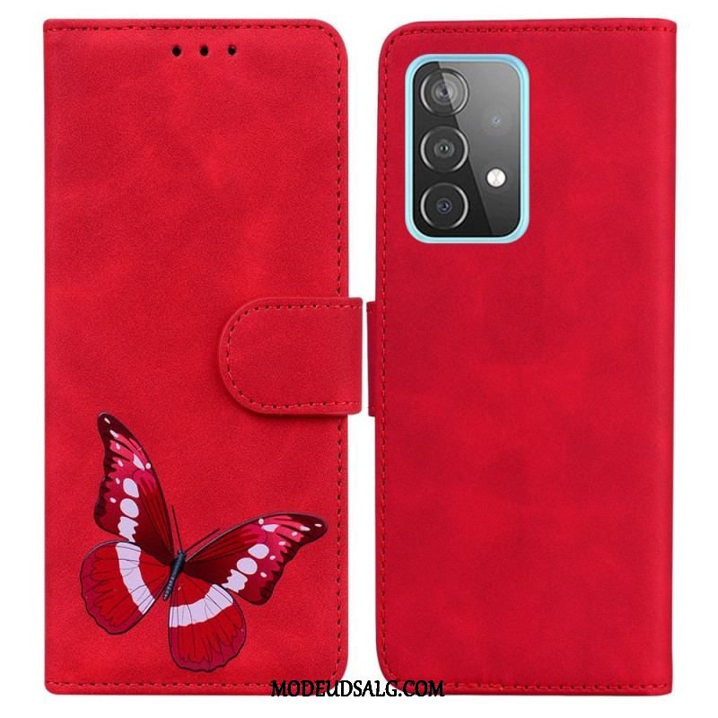 Læder Cover Samsung Galaxy A52 4G / A52 5G / A52s 5G Skin-touch Butterfly