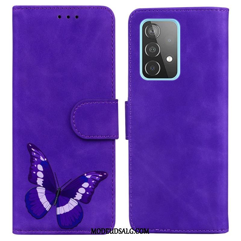 Læder Cover Samsung Galaxy A52 4G / A52 5G / A52s 5G Skin-touch Butterfly