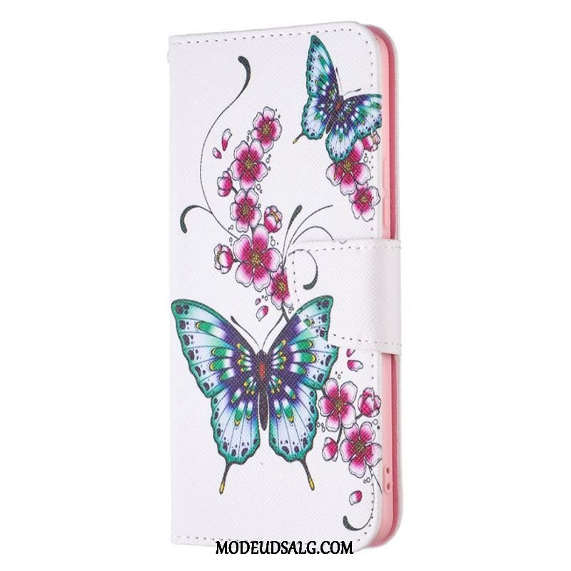 Læder Cover Samsung Galaxy A53 5G Sommerfugle