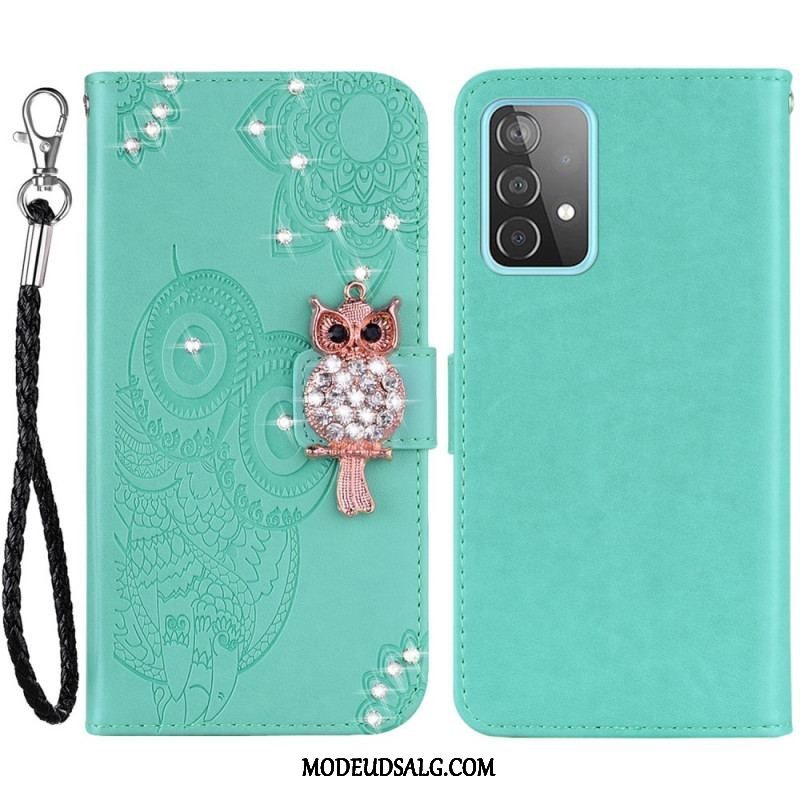 Læder Cover Samsung Galaxy A53 5G Ugle Mandala Og Charm