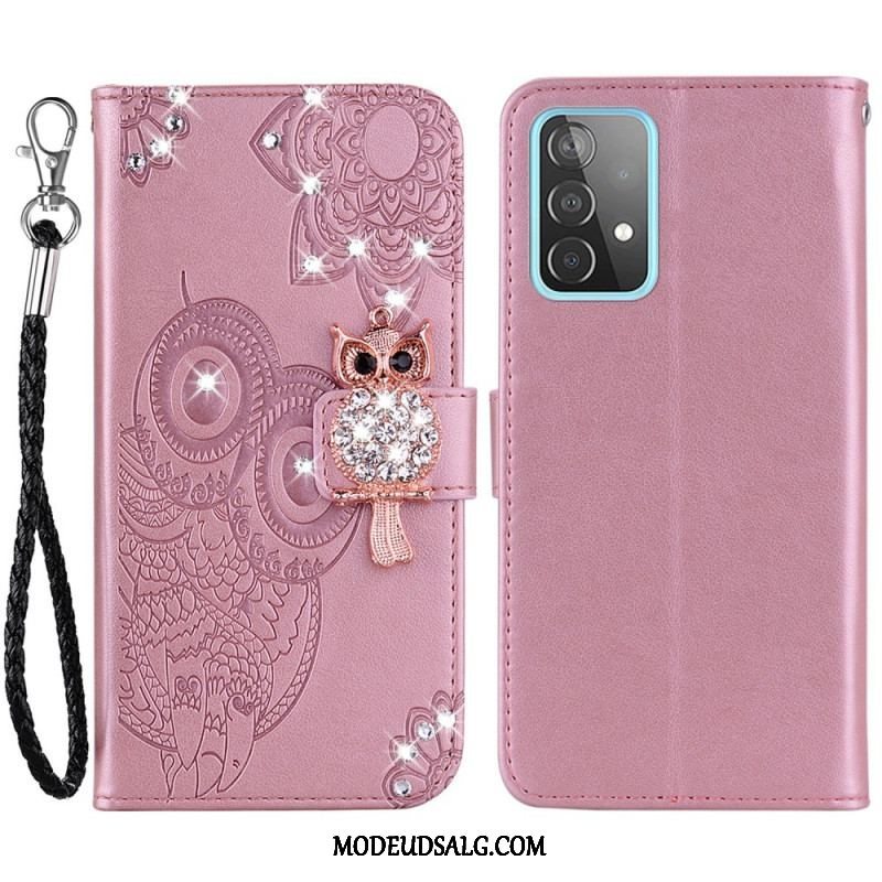 Læder Cover Samsung Galaxy A53 5G Ugle Mandala Og Charm