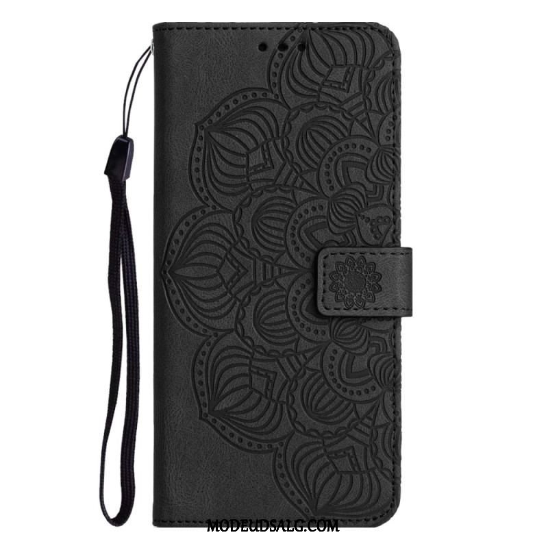 Læder Cover Samsung Galaxy A54 5G Med Snor Strappy Mandala Print