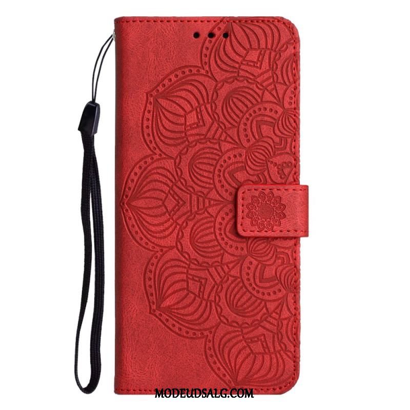 Læder Cover Samsung Galaxy A54 5G Med Snor Strappy Mandala Print