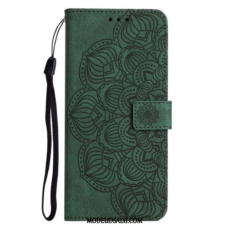 Læder Cover Samsung Galaxy A54 5G Med Snor Strappy Mandala Print