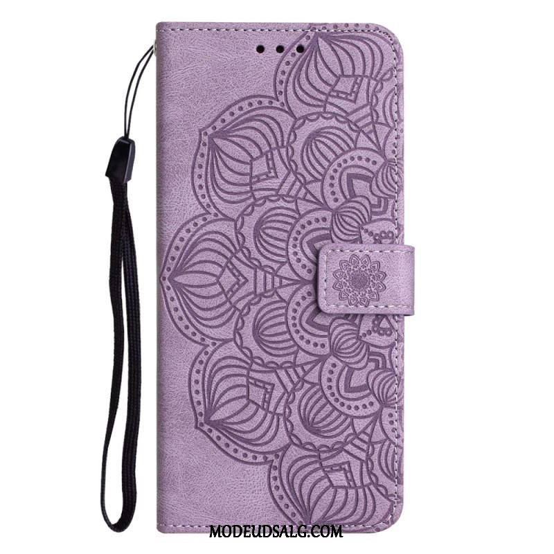 Læder Cover Samsung Galaxy A54 5G Med Snor Strappy Mandala Print