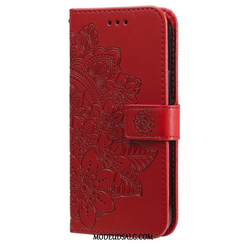 Læder Cover Samsung Galaxy A55 5g Telefon Etui Blomstermandala Med Rem