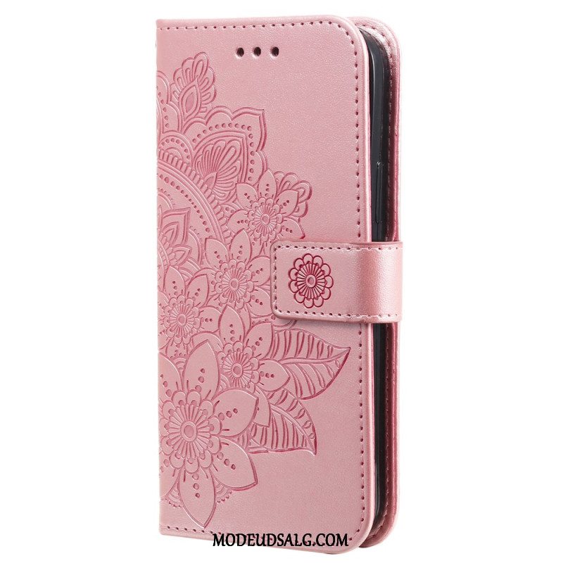 Læder Cover Samsung Galaxy A55 5g Telefon Etui Blomstermandala Med Rem