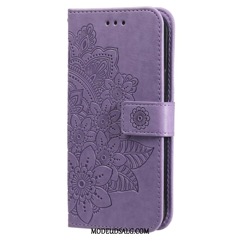 Læder Cover Samsung Galaxy A55 5g Telefon Etui Blomstermandala Med Rem