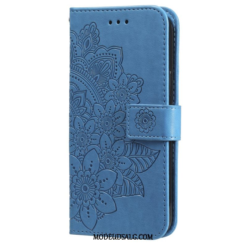 Læder Cover Samsung Galaxy A55 5g Telefon Etui Blomstermandala Med Rem