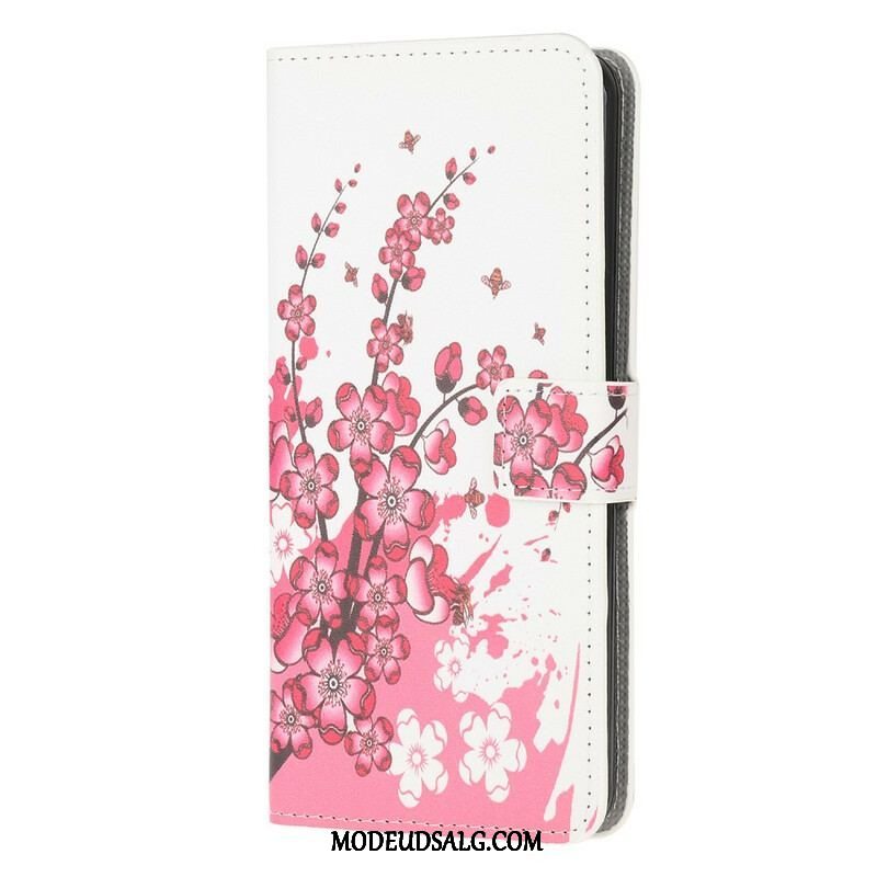 Læder Cover Samsung Galaxy M12 / A12 Tropiske Blomster