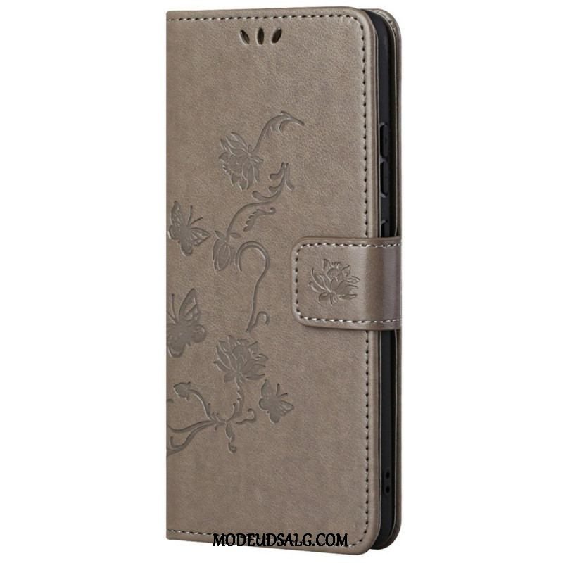 Læder Cover Samsung Galaxy M23 5G Med Snor Rem Blomster