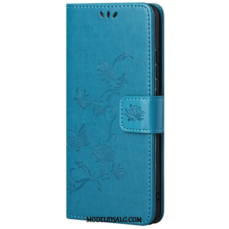 Læder Cover Samsung Galaxy M23 5G Med Snor Rem Blomster