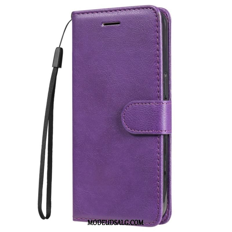 Læder Cover Samsung Galaxy M32 Med Snor Solid Color Series Strappy