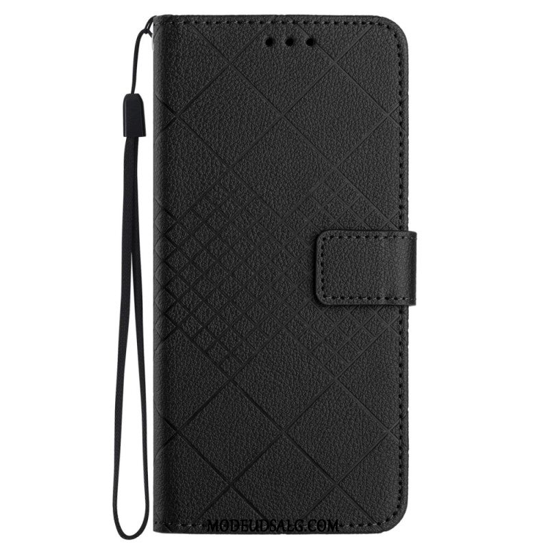 Læder Cover Samsung Galaxy M55 5g Telefon Etui Litchi Diamant Tekstur