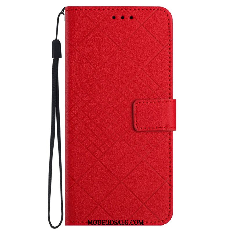 Læder Cover Samsung Galaxy M55 5g Telefon Etui Litchi Diamant Tekstur