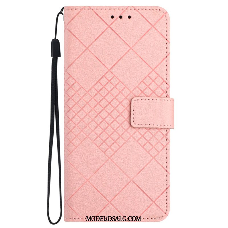 Læder Cover Samsung Galaxy M55 5g Telefon Etui Litchi Diamant Tekstur