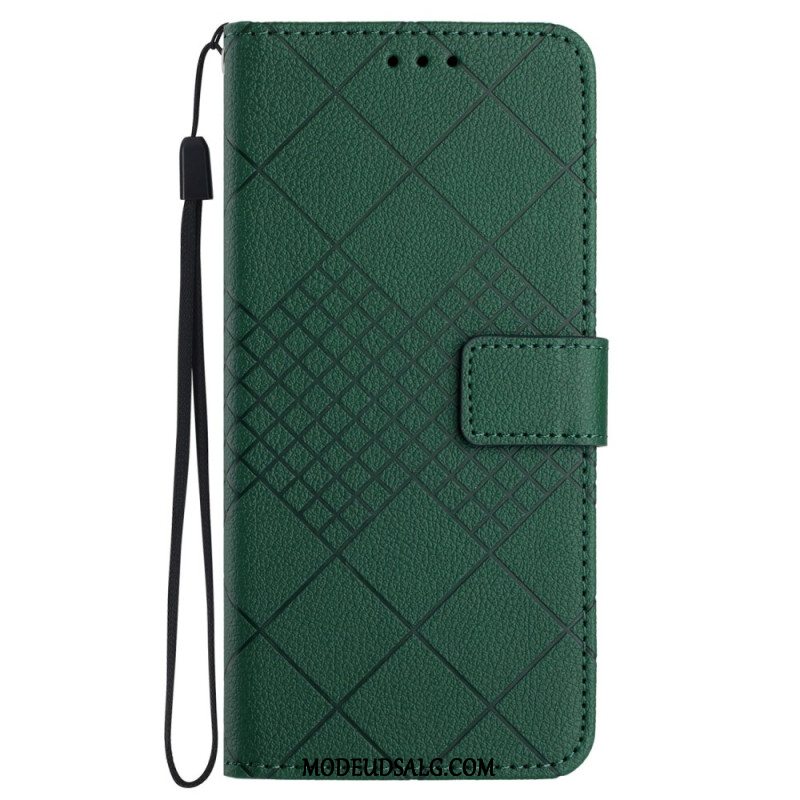 Læder Cover Samsung Galaxy M55 5g Telefon Etui Litchi Diamant Tekstur