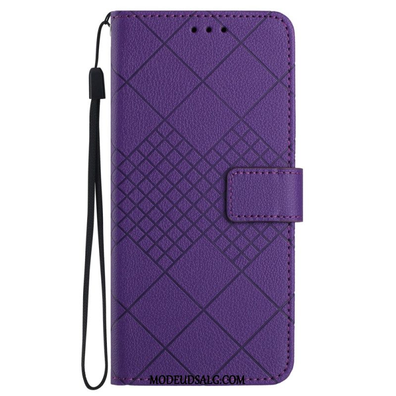 Læder Cover Samsung Galaxy M55 5g Telefon Etui Litchi Diamant Tekstur