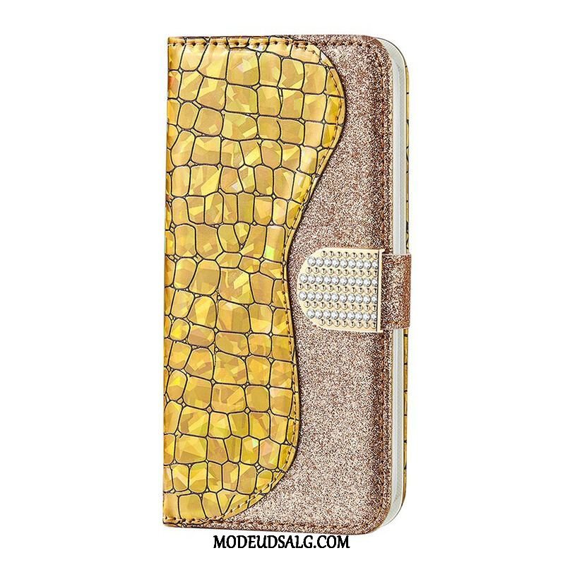 Læder Cover Samsung Galaxy S21 FE Krokodille Diamanter