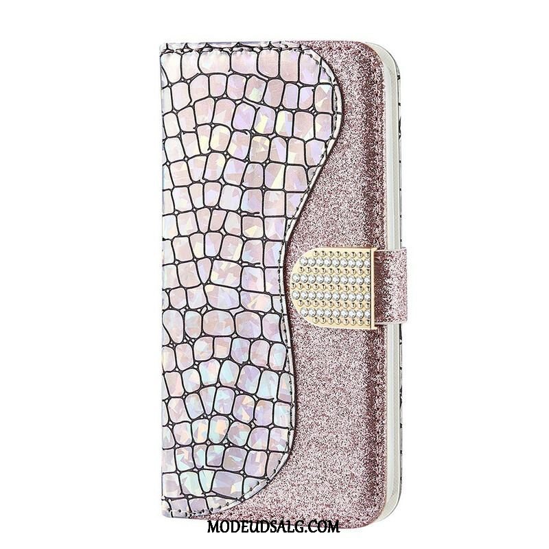 Læder Cover Samsung Galaxy S21 FE Krokodille Diamanter