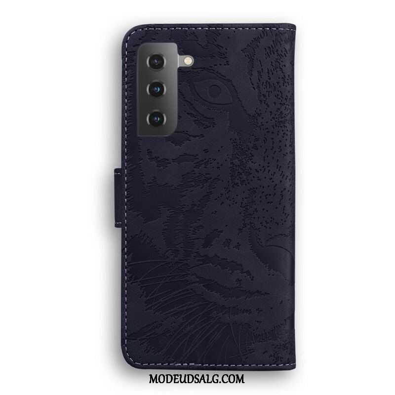 Læder Cover Samsung Galaxy S21 Plus 5G Tiger Ansigtsprint