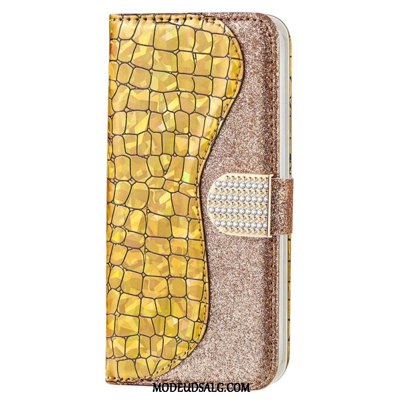 Læder Cover Samsung Galaxy S22 5G Krokodille Diamanter