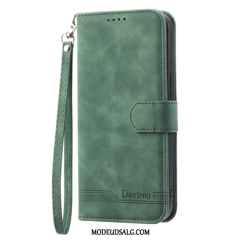 Læder Cover Samsung Galaxy S24 5g Telefon Etui Etui Med Støtte Og Snor Dierfeng