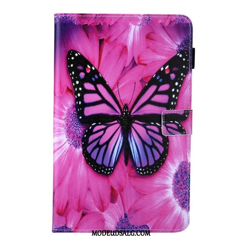 Læder Cover Samsung Galaxy Tab A8 (2021) Blomster Sommerfugl