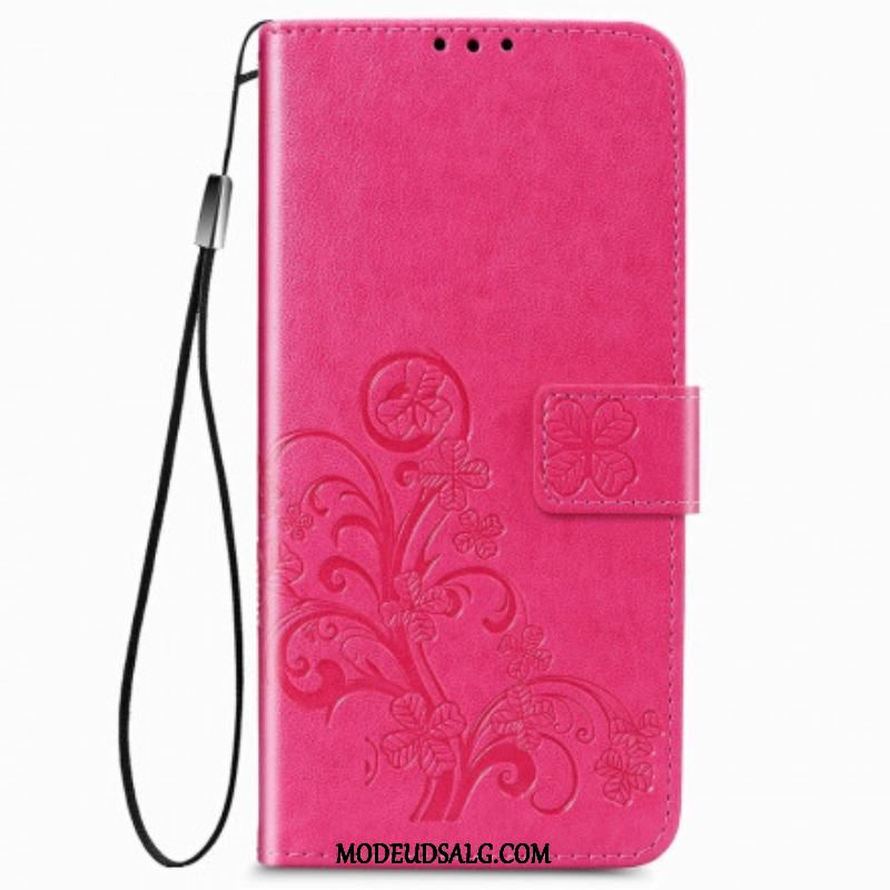 Læder Cover Samsung Galaxy Z Fold 3 5G Blomsterdesign Med Snor