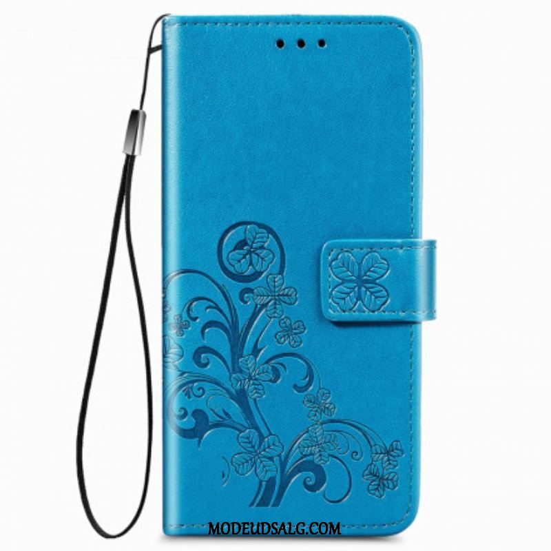 Læder Cover Samsung Galaxy Z Fold 3 5G Blomsterdesign Med Snor