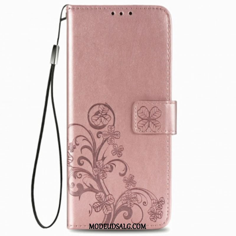 Læder Cover Samsung Galaxy Z Fold 3 5G Blomsterdesign Med Snor