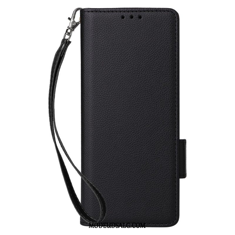 Læder Cover Samsung Galaxy Z Fold 6 Telefon Etui Dobbeltspænde Og Rem