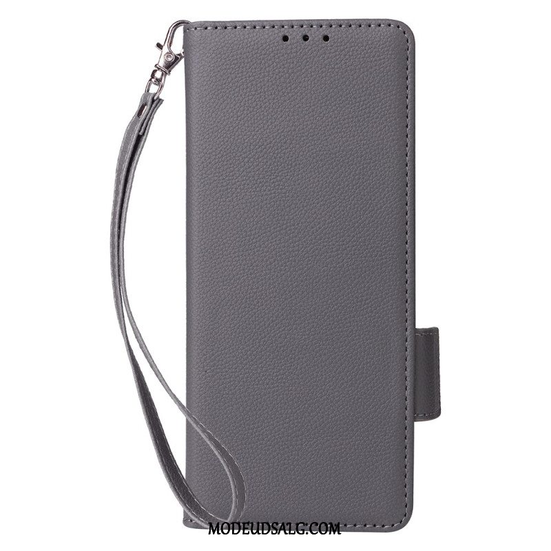 Læder Cover Samsung Galaxy Z Fold 6 Telefon Etui Dobbeltspænde Og Rem