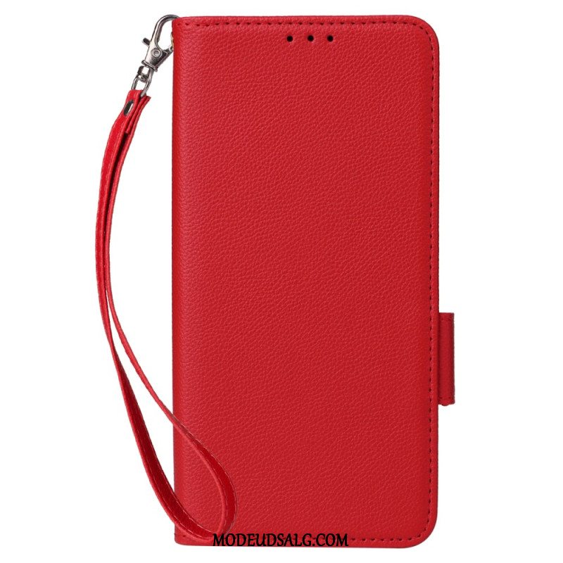 Læder Cover Sony Xperia 10 Vi Telefon Etui Litchi Texture Dobbeltspænde Og Rem