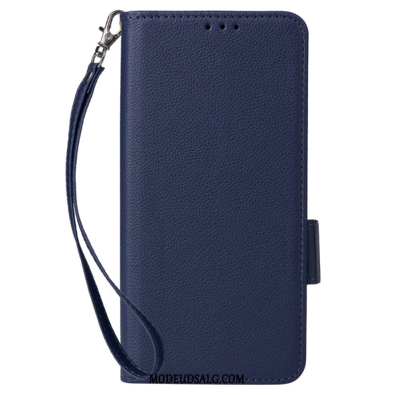 Læder Cover Sony Xperia 10 Vi Telefon Etui Litchi Texture Dobbeltspænde Og Rem