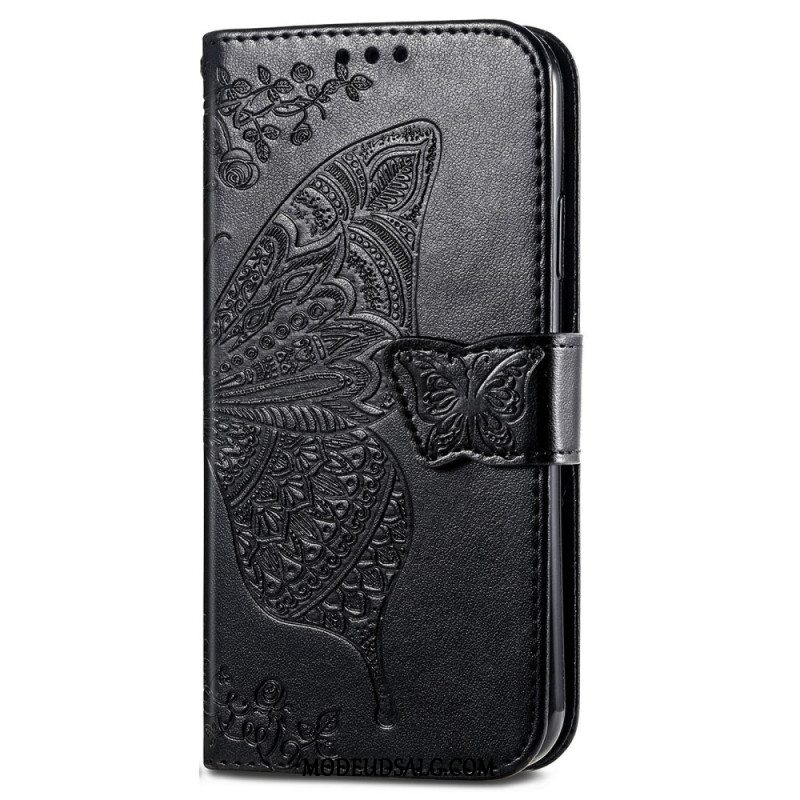 Læder Cover Xiaomi 14t Pro Telefon Etui Barok Sommerfugl