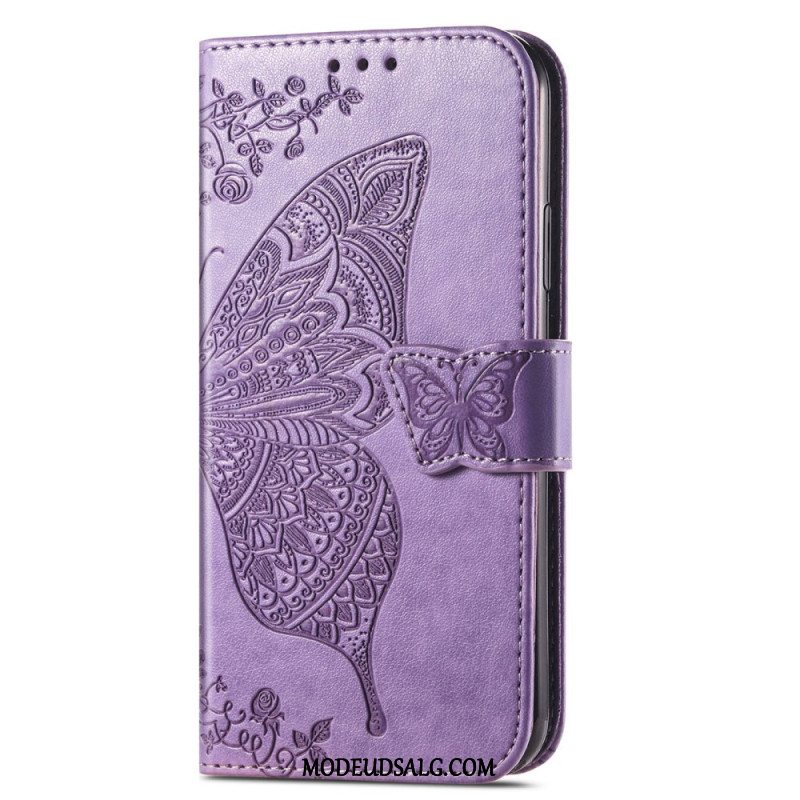 Læder Cover Xiaomi 14t Pro Telefon Etui Barok Sommerfugl