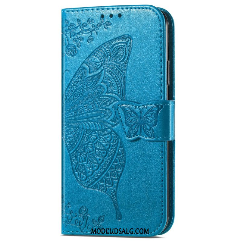 Læder Cover Xiaomi 14t Pro Telefon Etui Barok Sommerfugl