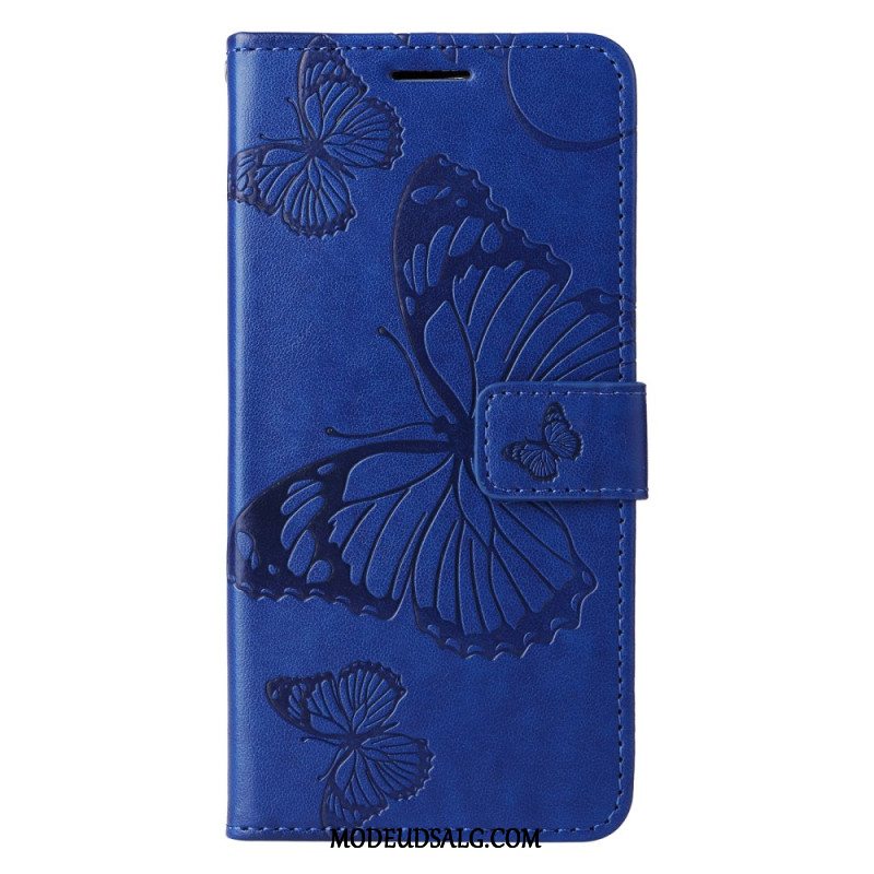 Læder Cover Xiaomi 14t Pro Telefon Etui Kæmpesommerfugle