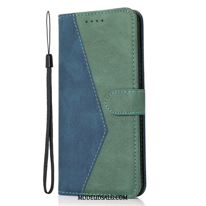 Læder Cover Xiaomi 14t Telefon Etui Tofarvet Rem