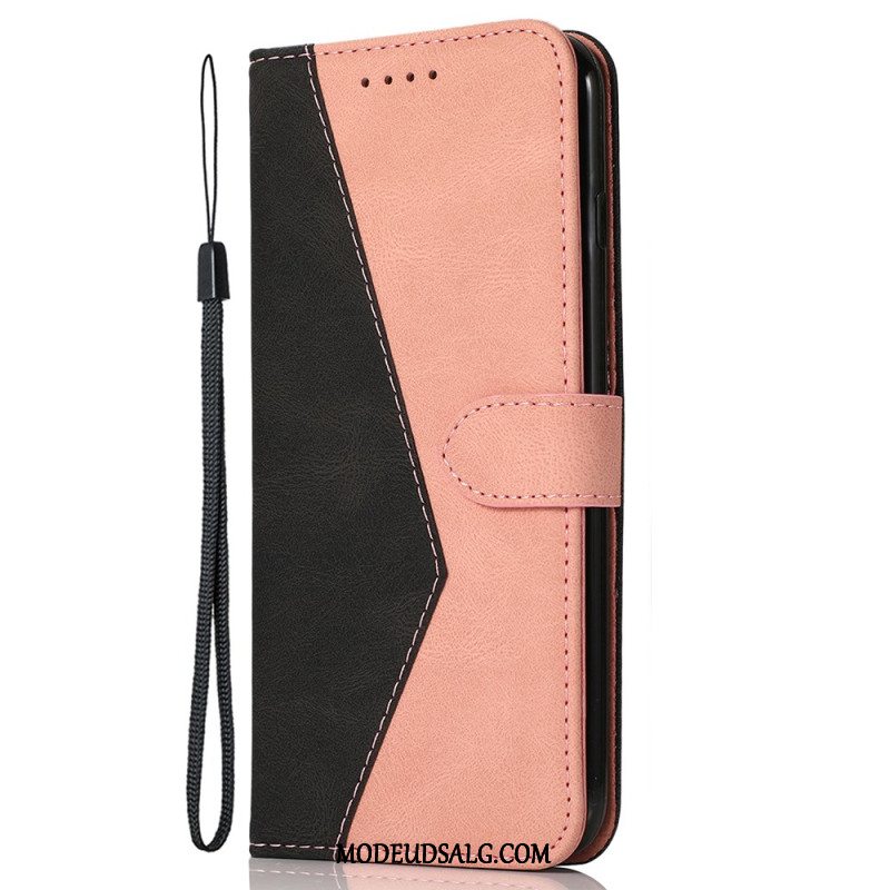 Læder Cover Xiaomi 14t Telefon Etui Tofarvet Rem